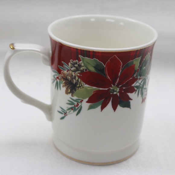 GRACE TEAWARE CHRISTMAS HOLIDAY POINSETTIA COFFEE CUP MUGS - SET OF 2 - NEW - Picture 5 of 6